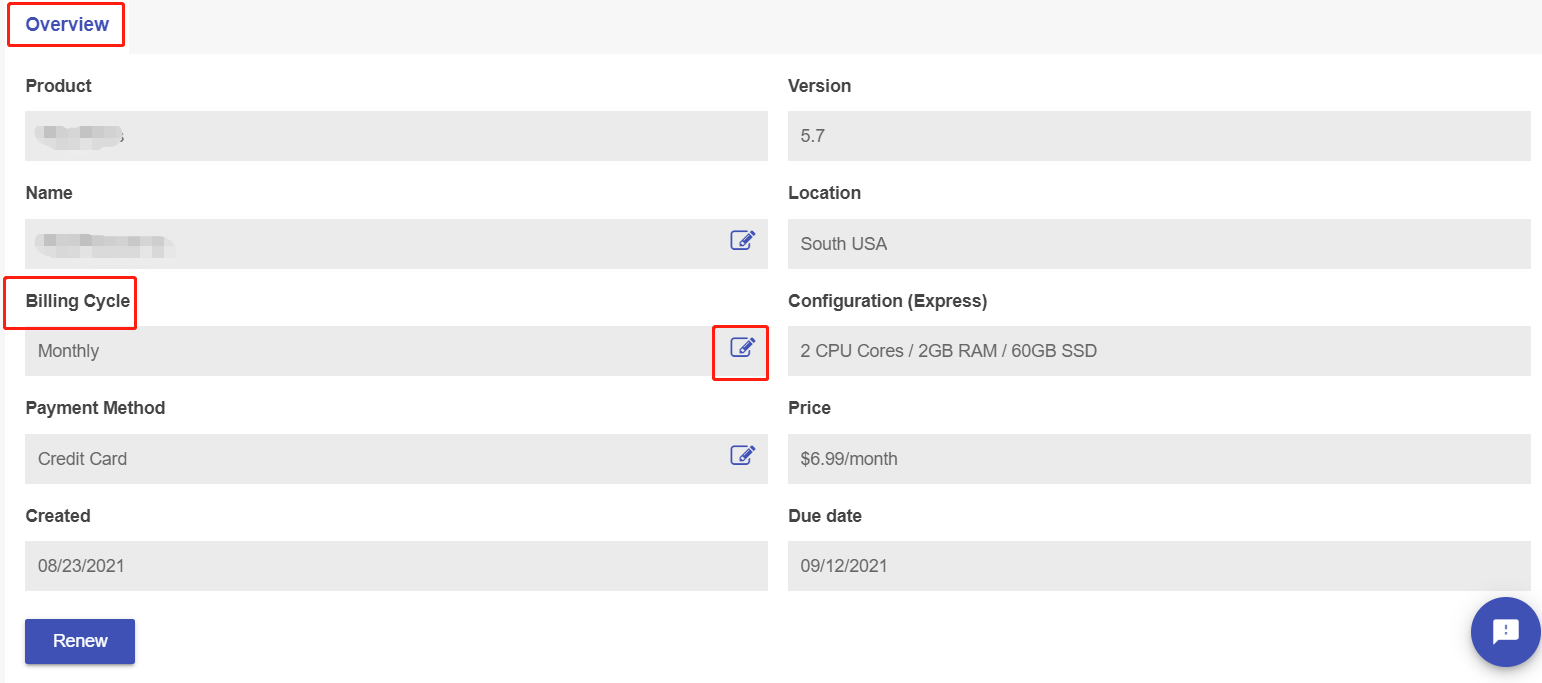 Find where to edit the billing cycle